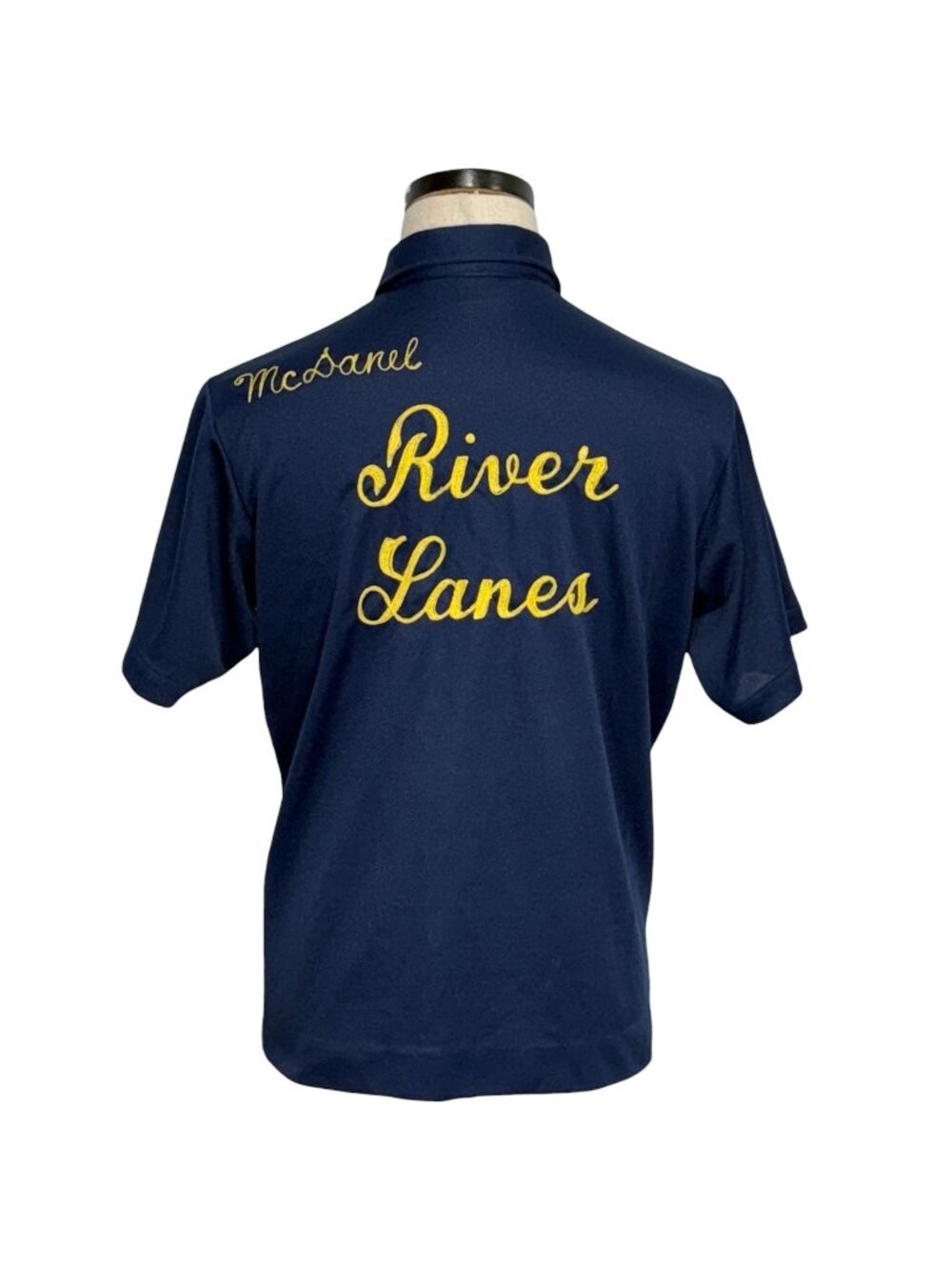 King Louie McDaniel River Lanes 70s Chain Stitched Navy Polo Shirt M